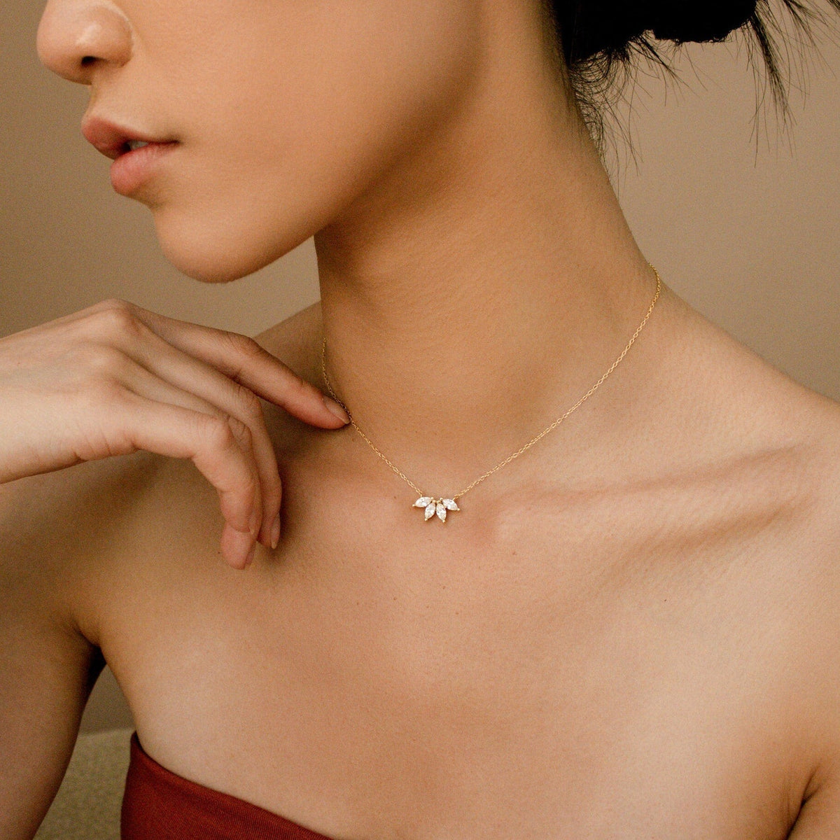 Collar de diamante marquesa - Incrustación de piedra marquesa