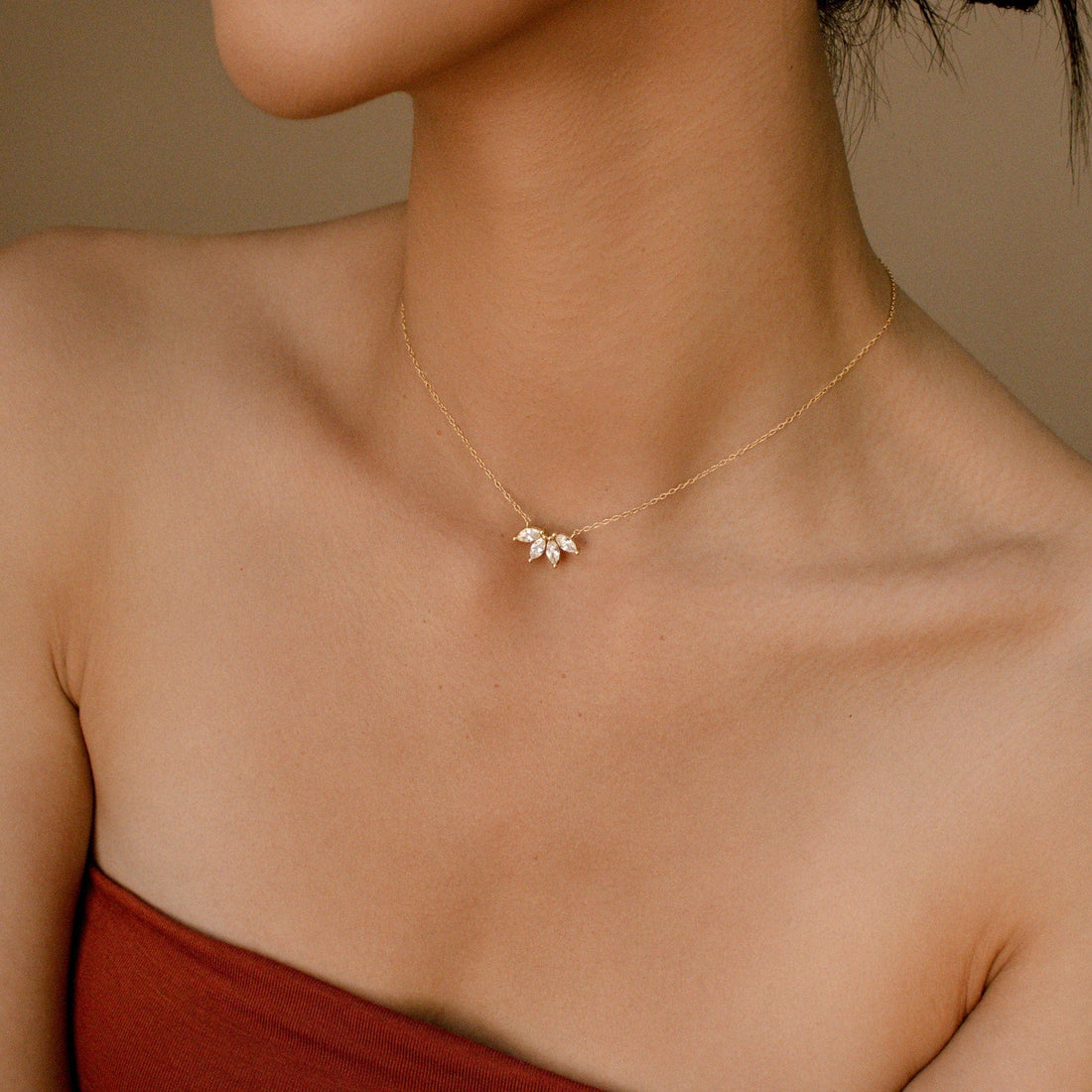 Collar de diamante marquesa - Incrustación de piedra marquesa