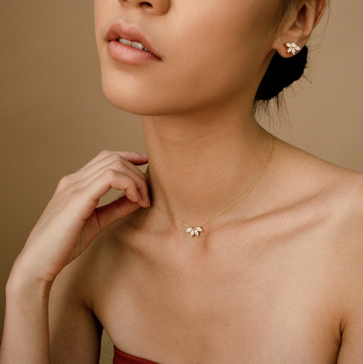 Collar de diamante marquesa - Incrustación de piedra marquesa