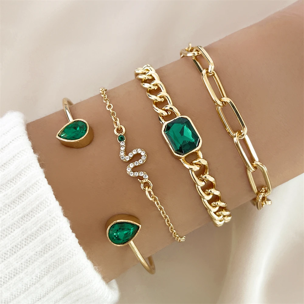 Jade – Conjunto de pulseras de cristales verdes