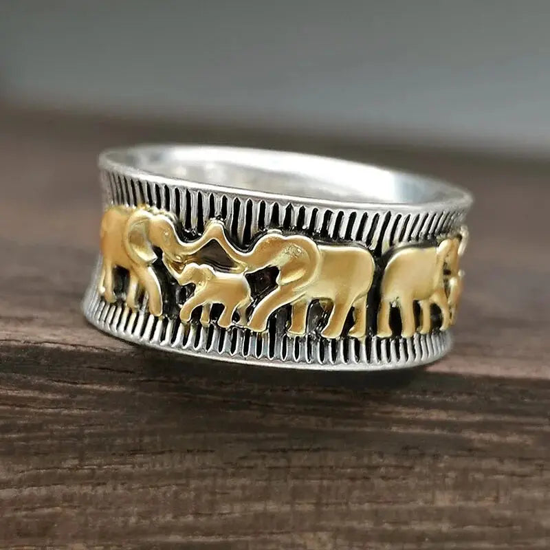 Eli – Anillo vintage dorado de elefante