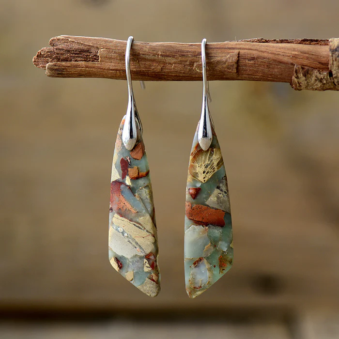 Gaia – Pendientes retro con piedra natural