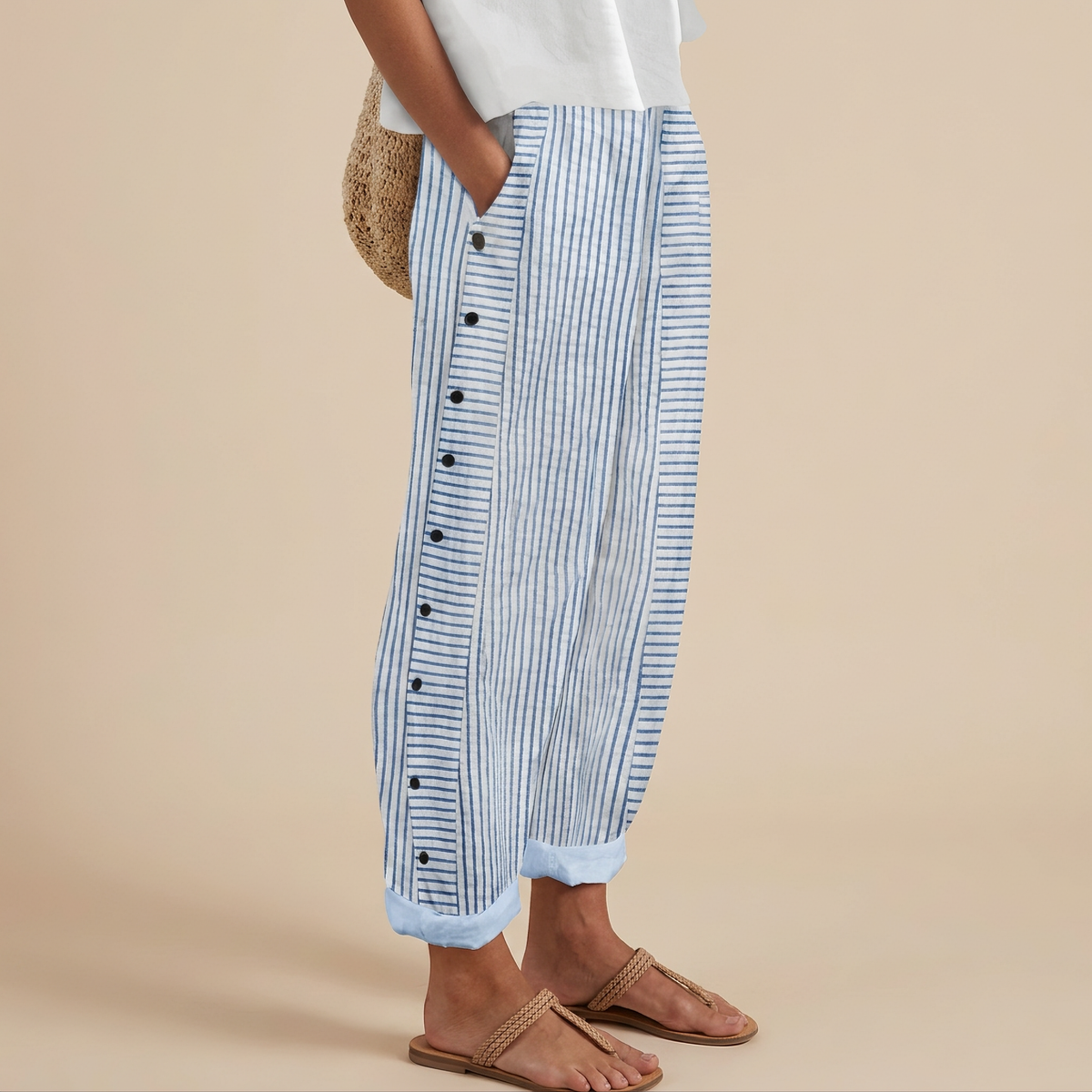 Rachael - Pantalones Relajados con Bolsillos Laterales