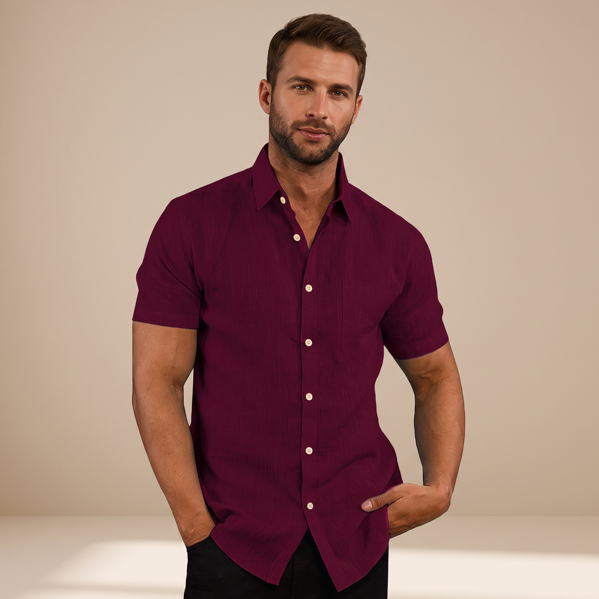 Cassius - Camisa Formal de Manga Corta