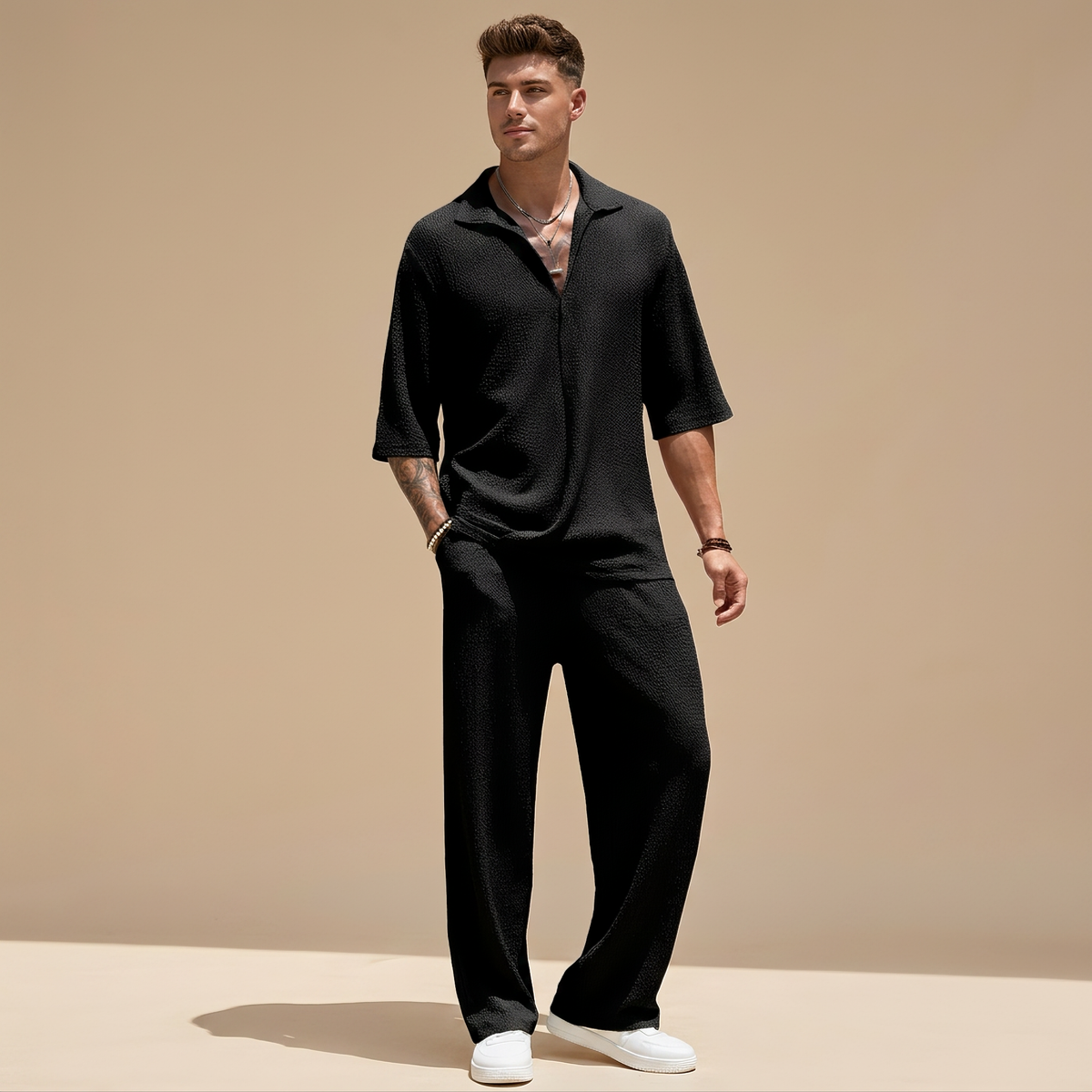 Allen - Conjunto Relajado con Textura Ondulada