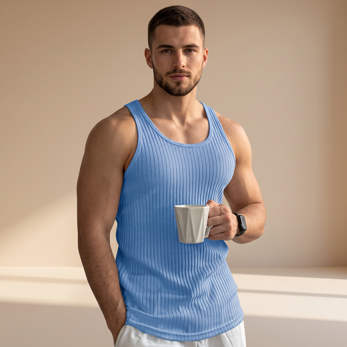 Jacobs - Camiseta sin Mangas Ajustada Casual