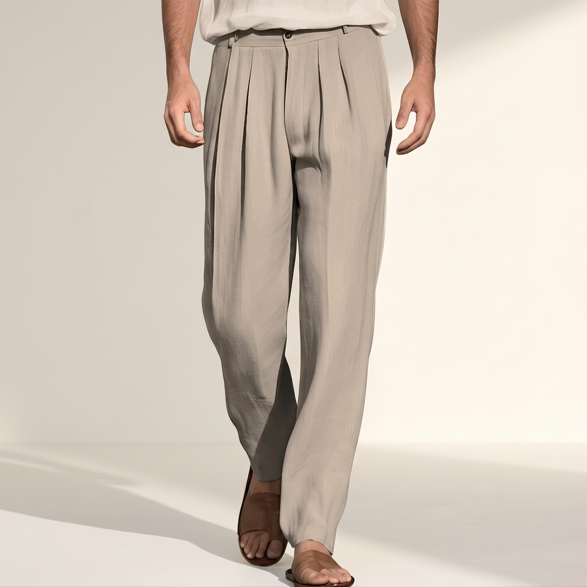 Randall - Pantalones Anchos Plisados Casuales