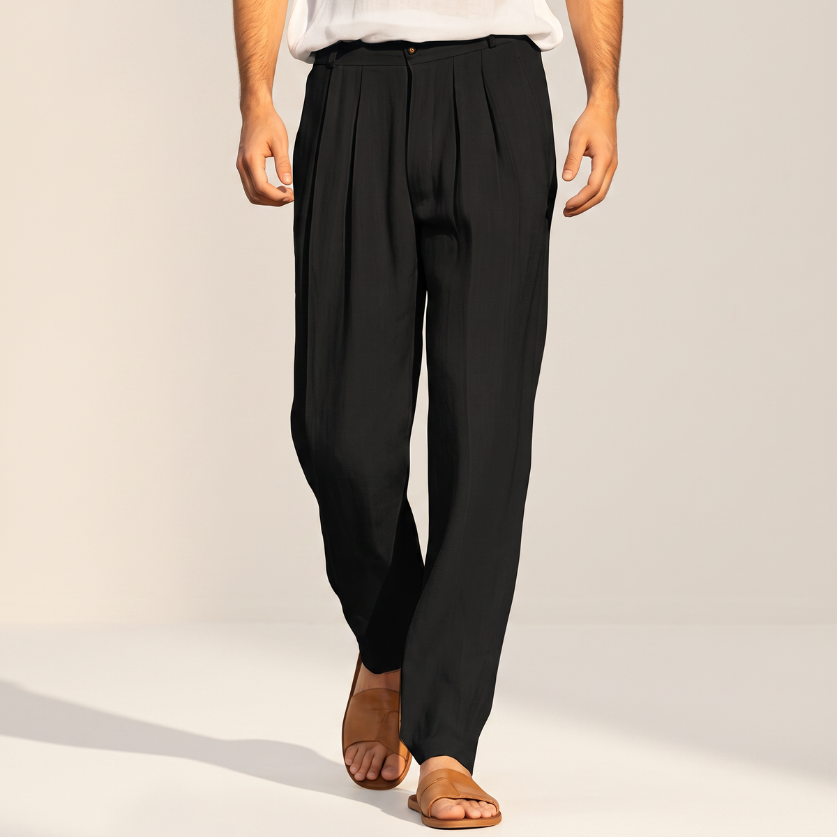 Randall - Pantalones Anchos Plisados Casuales