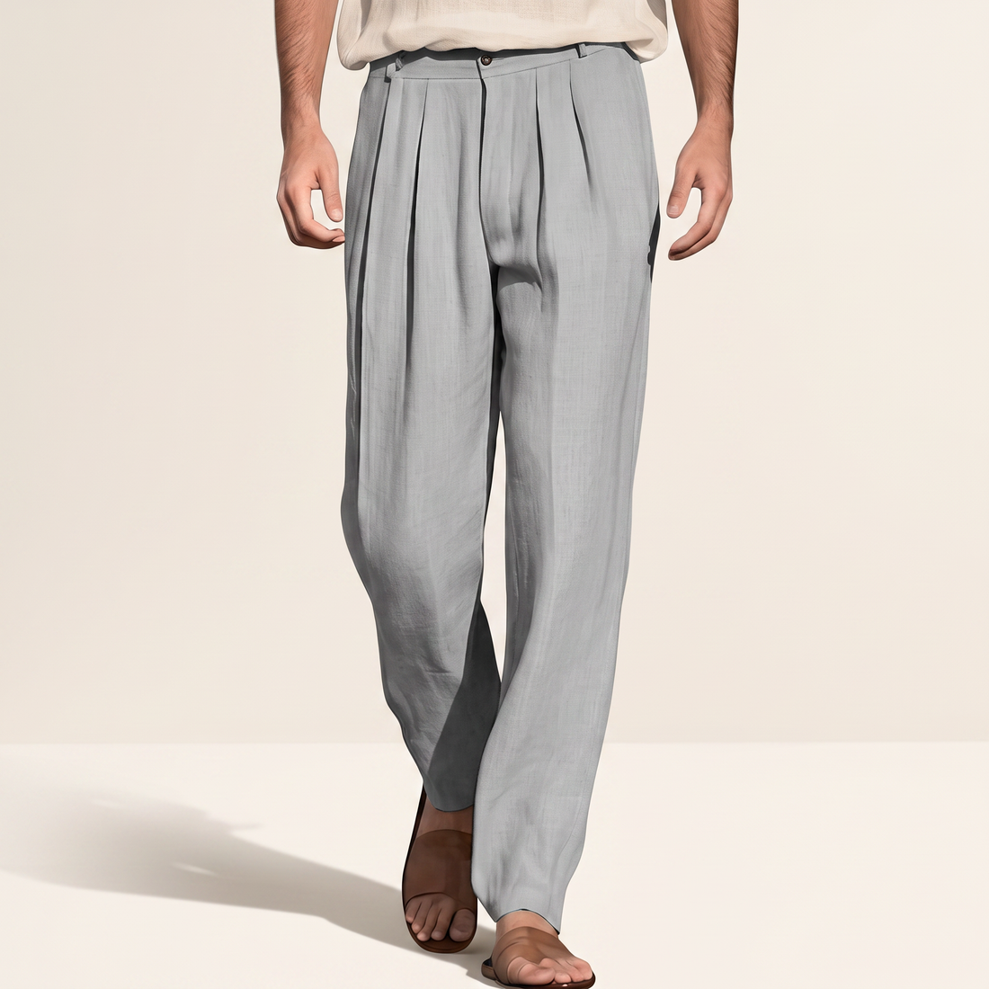 Randall - Pantalones Anchos Plisados Casuales