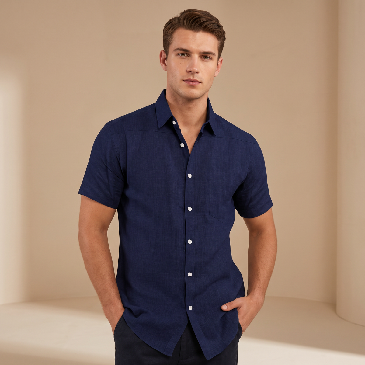 Cassius - Camisa Formal de Manga Corta