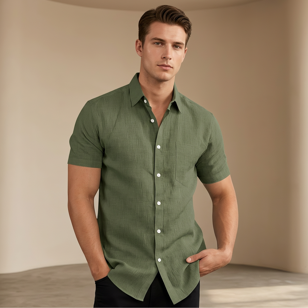 Cassius - Camisa Formal de Manga Corta