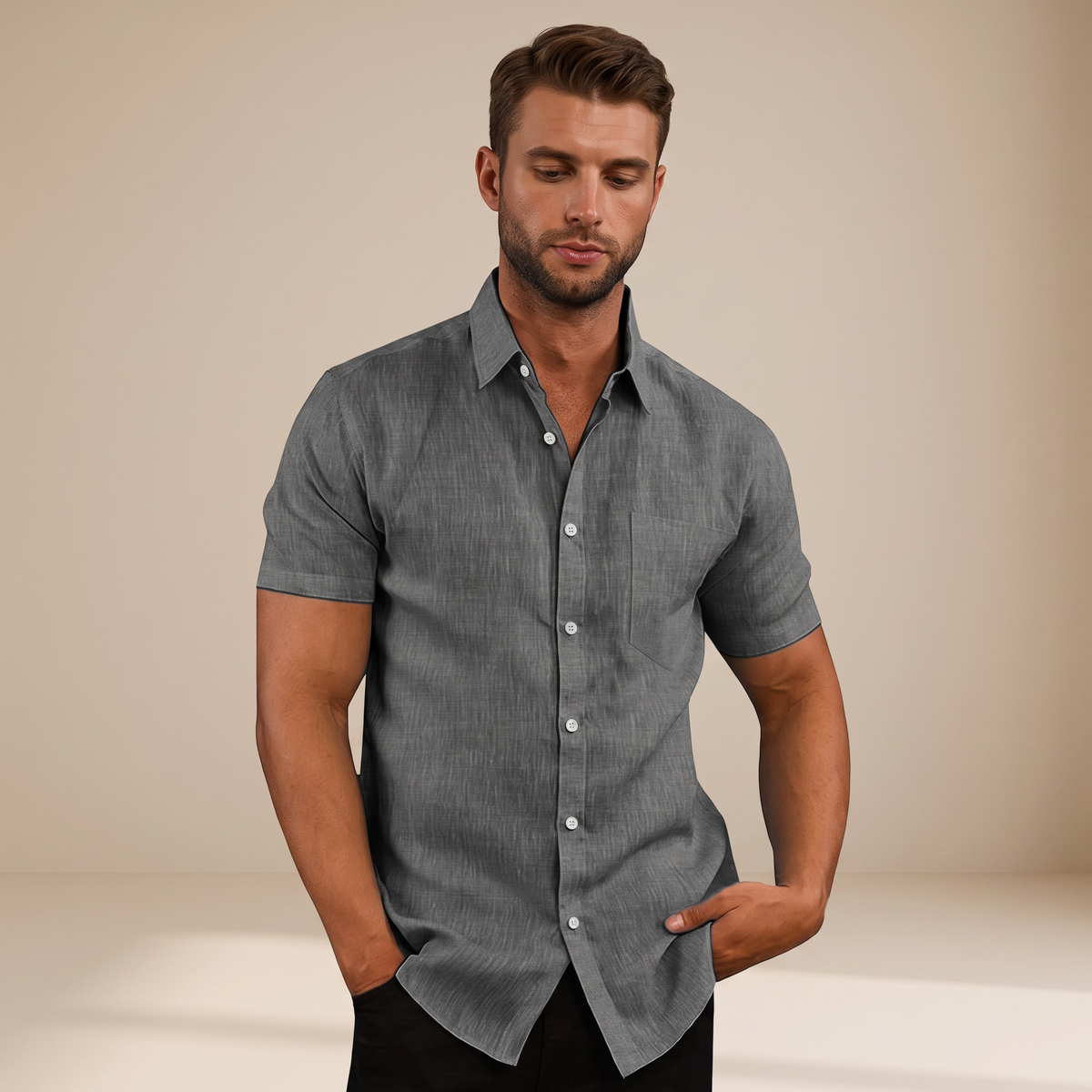 Cassius - Camisa Formal de Manga Corta