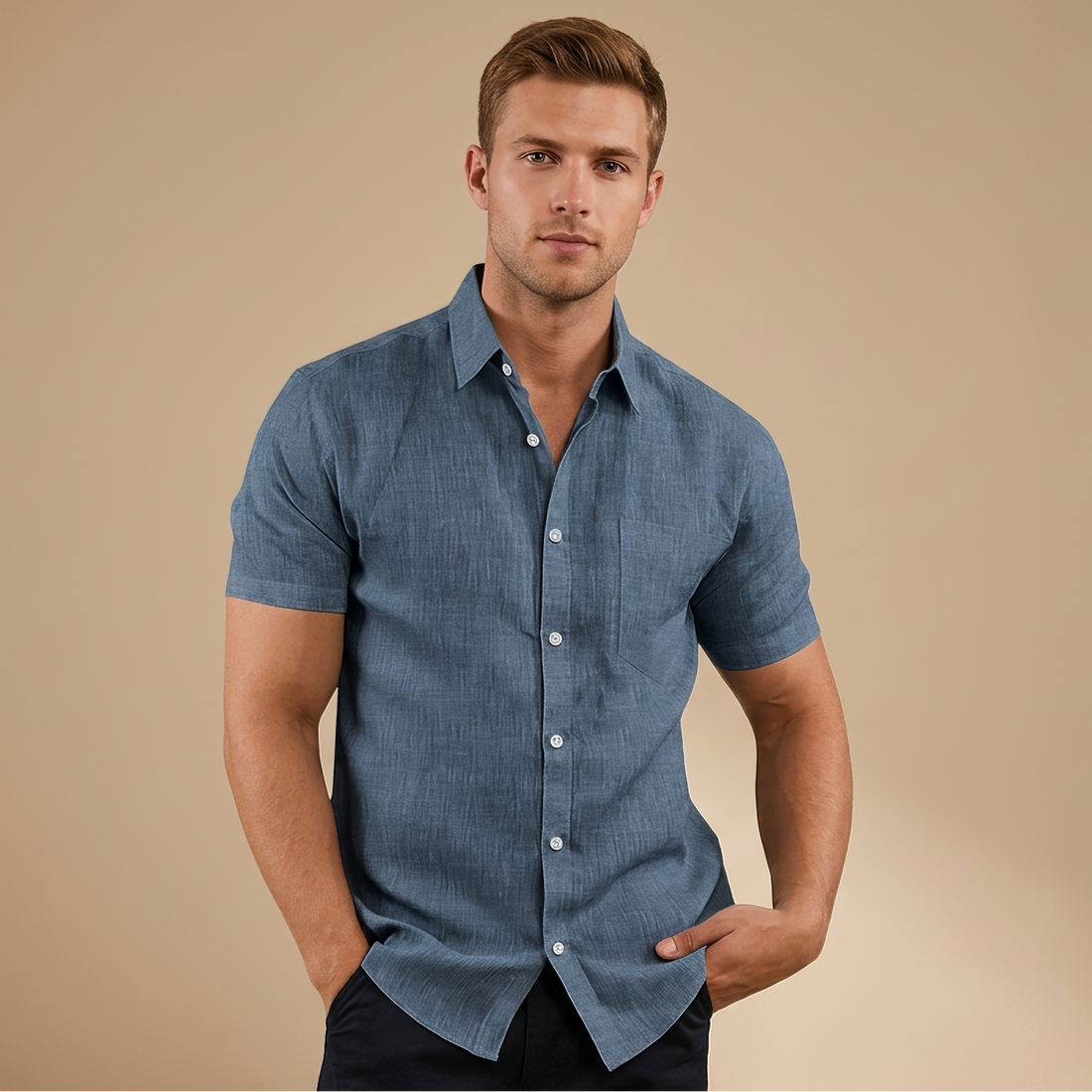Cassius - Camisa Formal de Manga Corta