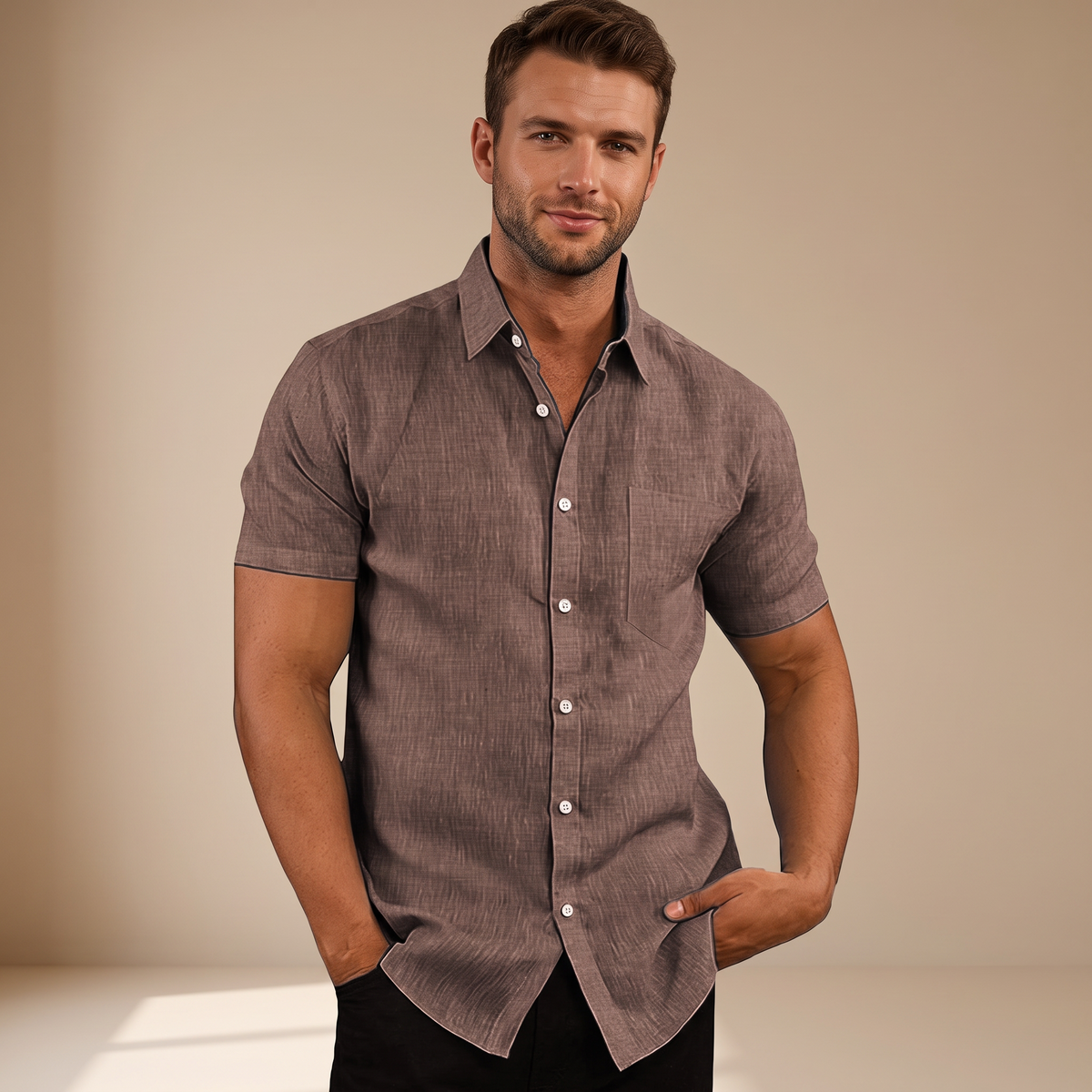 Cassius - Camisa Formal de Manga Corta