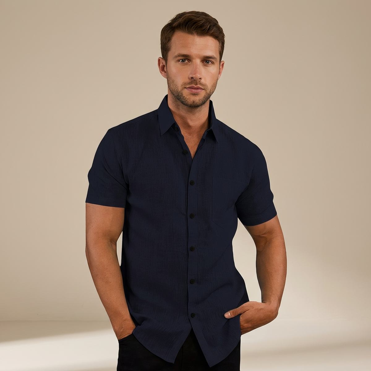Cassius - Camisa Formal de Manga Corta