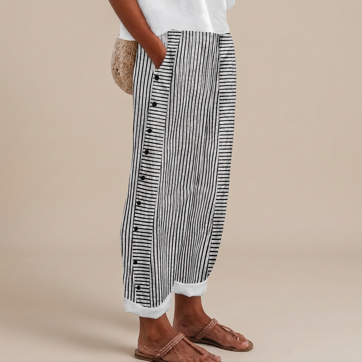 Rachael - Pantalones Relajados con Bolsillos Laterales