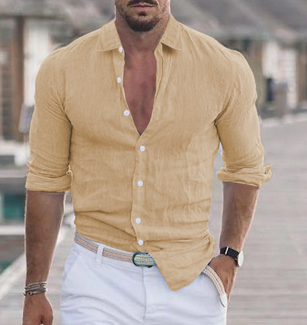 Camisa de manga larga para hombre - Corte entallado para verano y ocasiones informales