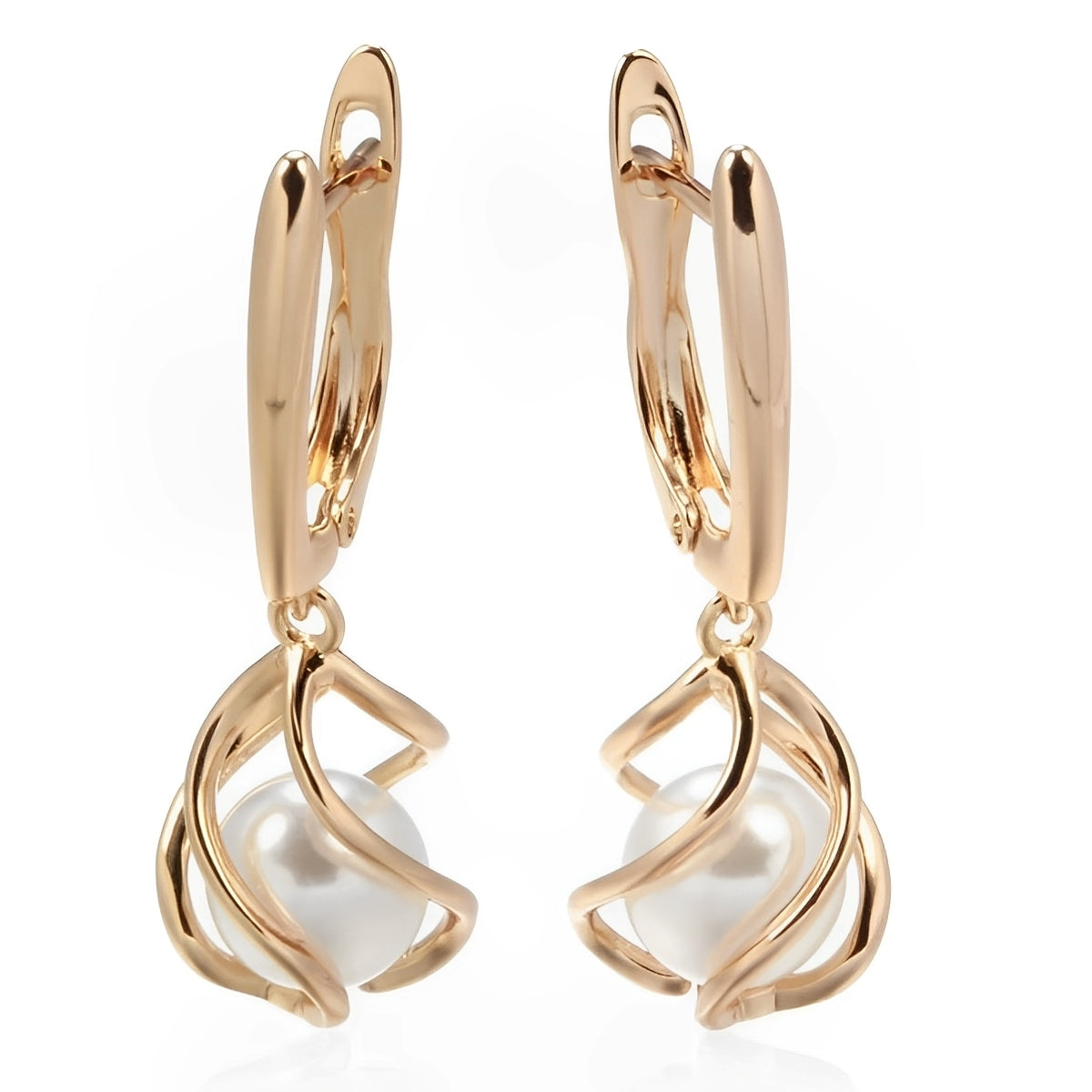 Elena – Pendientes elegantes de perlas en dorado