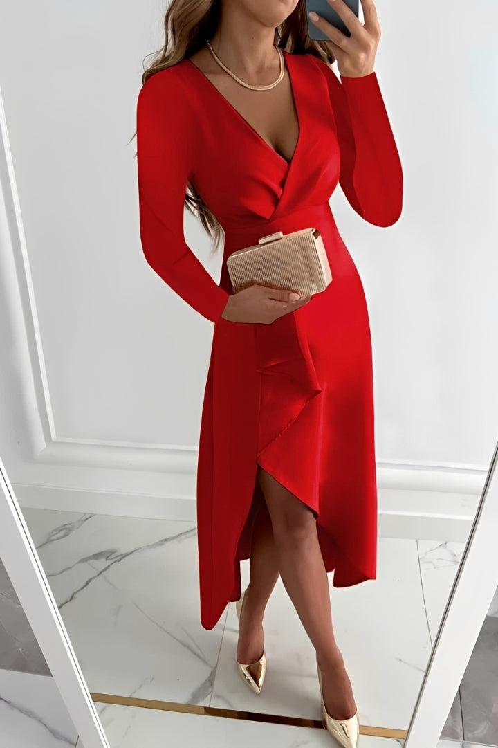 Gracie - Vestido Midi de Manga Larga Elegante