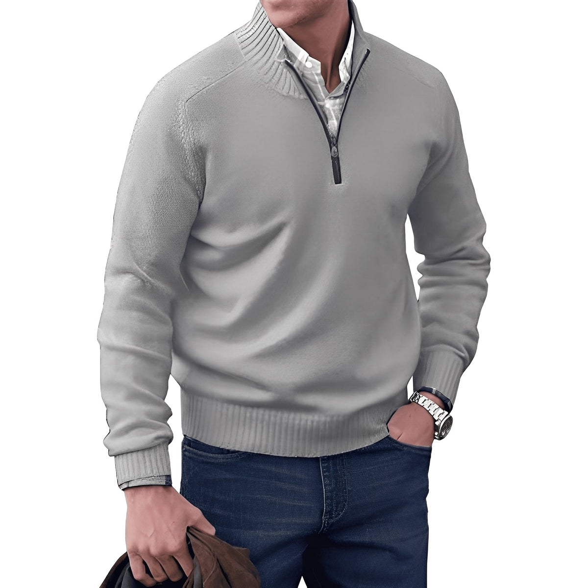 Kian - Moderno suéter de hombre con práctica cremallera