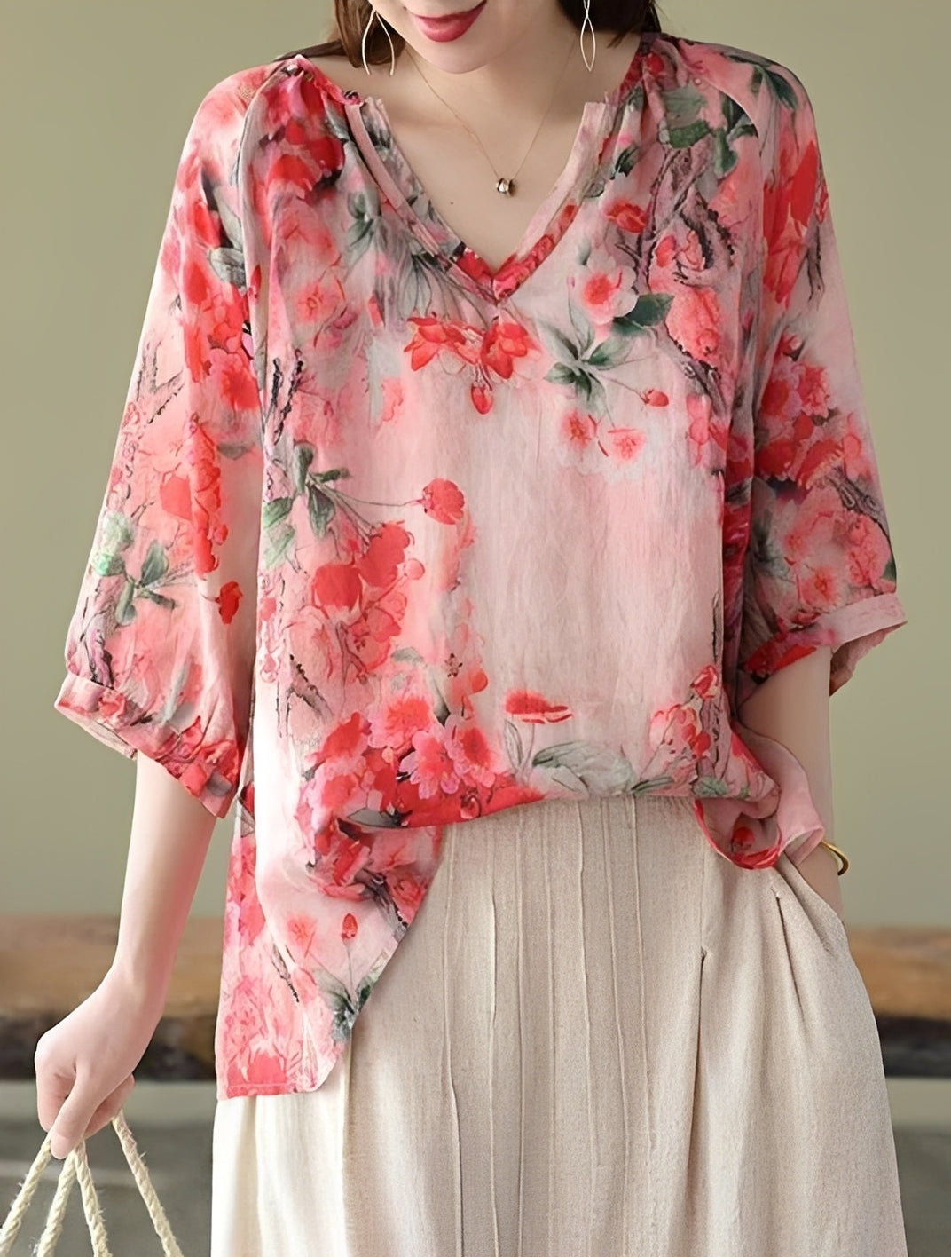 Nancy - Elegantes blusas holgadas con estampado para damas