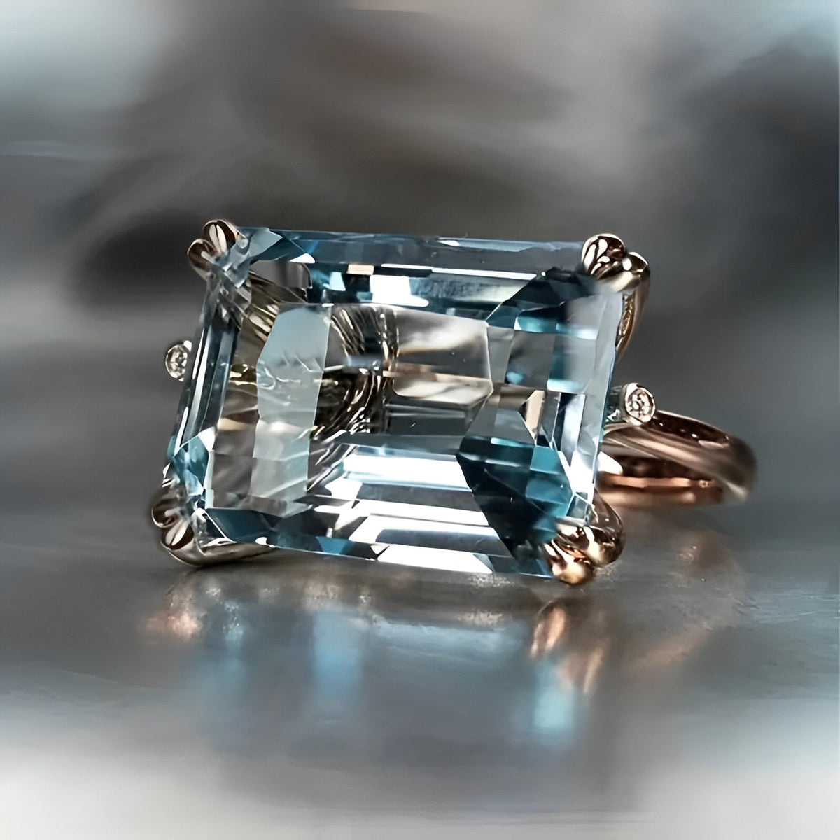 Yvaine – Anillo retro con circonita azul