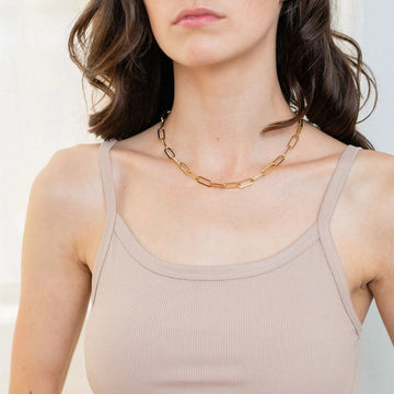 Lena – Collar tipo paperclip chapado en oro de 18K