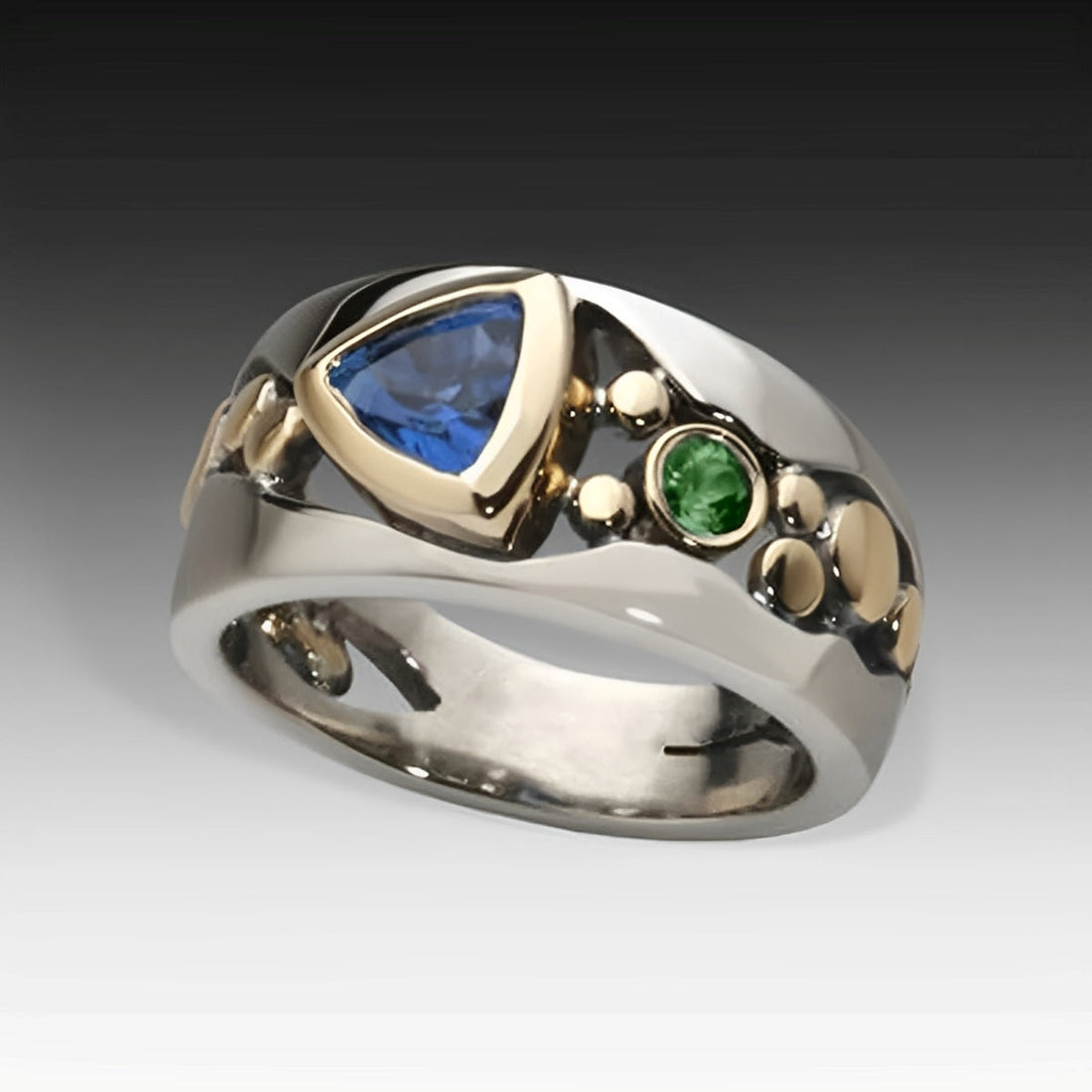 Ricca – Anillo retro con cristal azul brillante