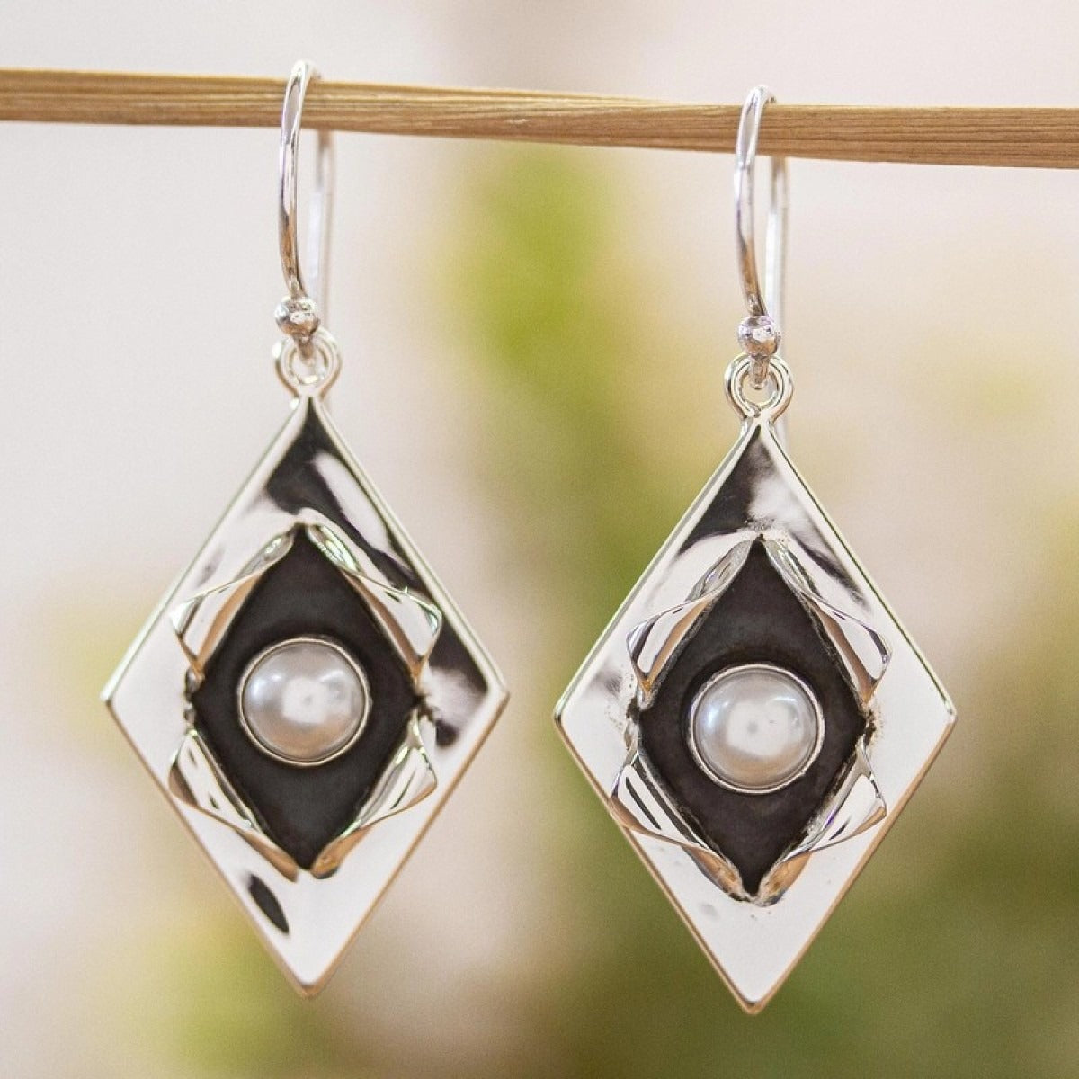 Nova – Pendientes vintage elegantes de perlas y plata
