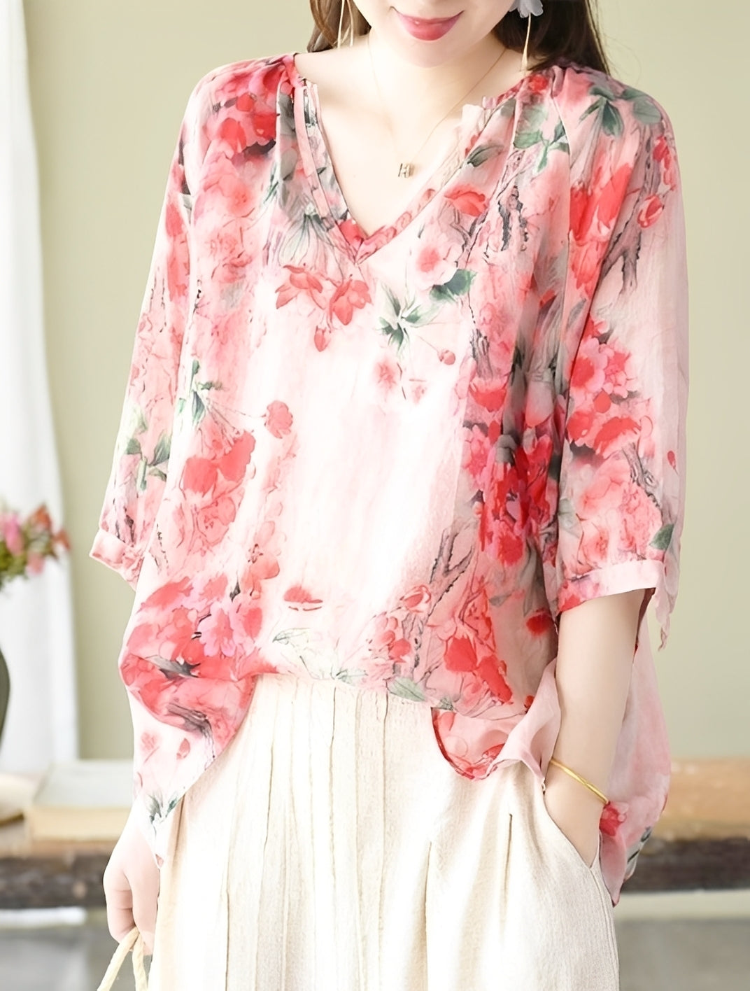 Nancy - Elegantes blusas holgadas con estampado para damas
