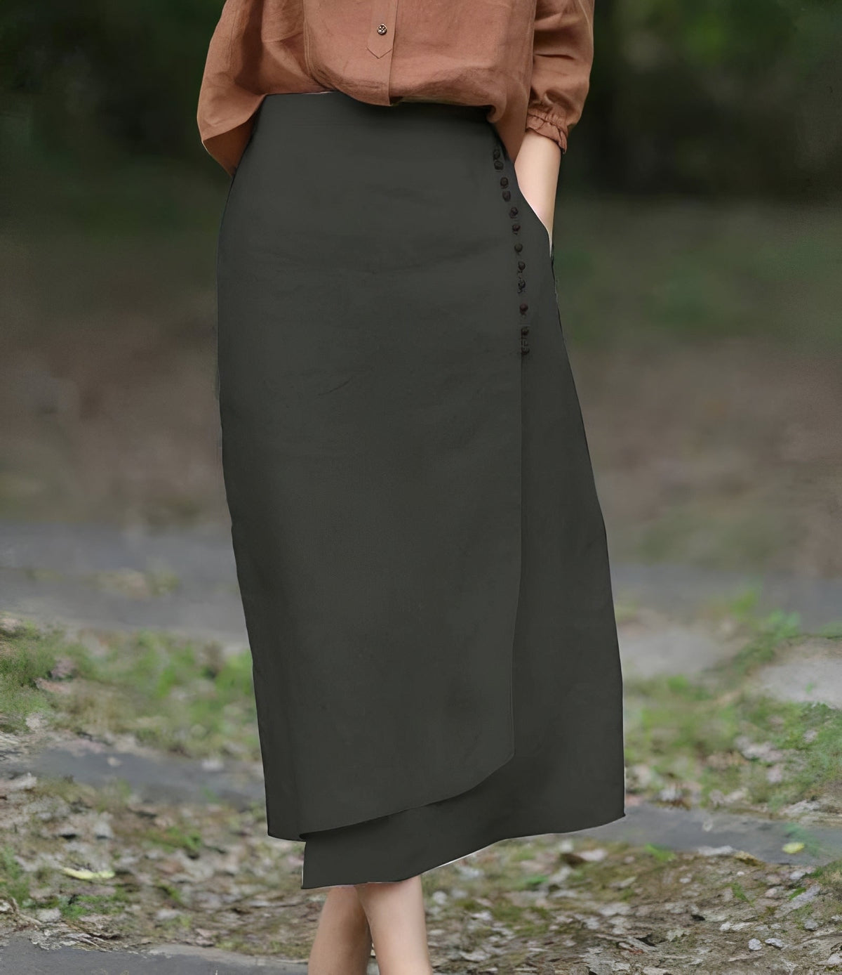 Manda - Elegante falda asimétrica de línea A para damas