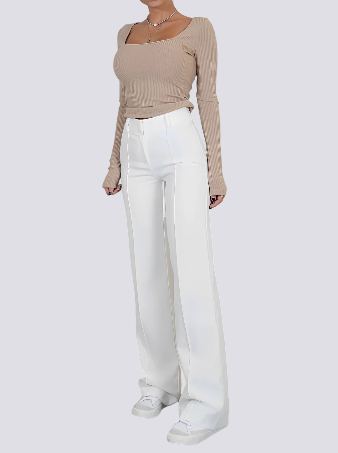 Amelie - Pantalones Formales de Cintura Alta y Pierna Recta
