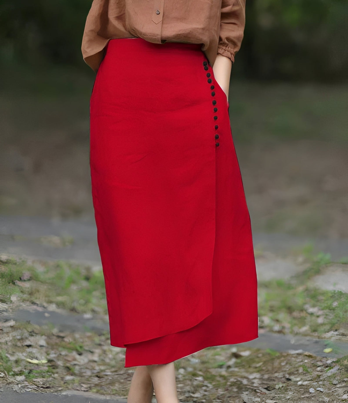 Manda - Elegante falda asimétrica de línea A para damas