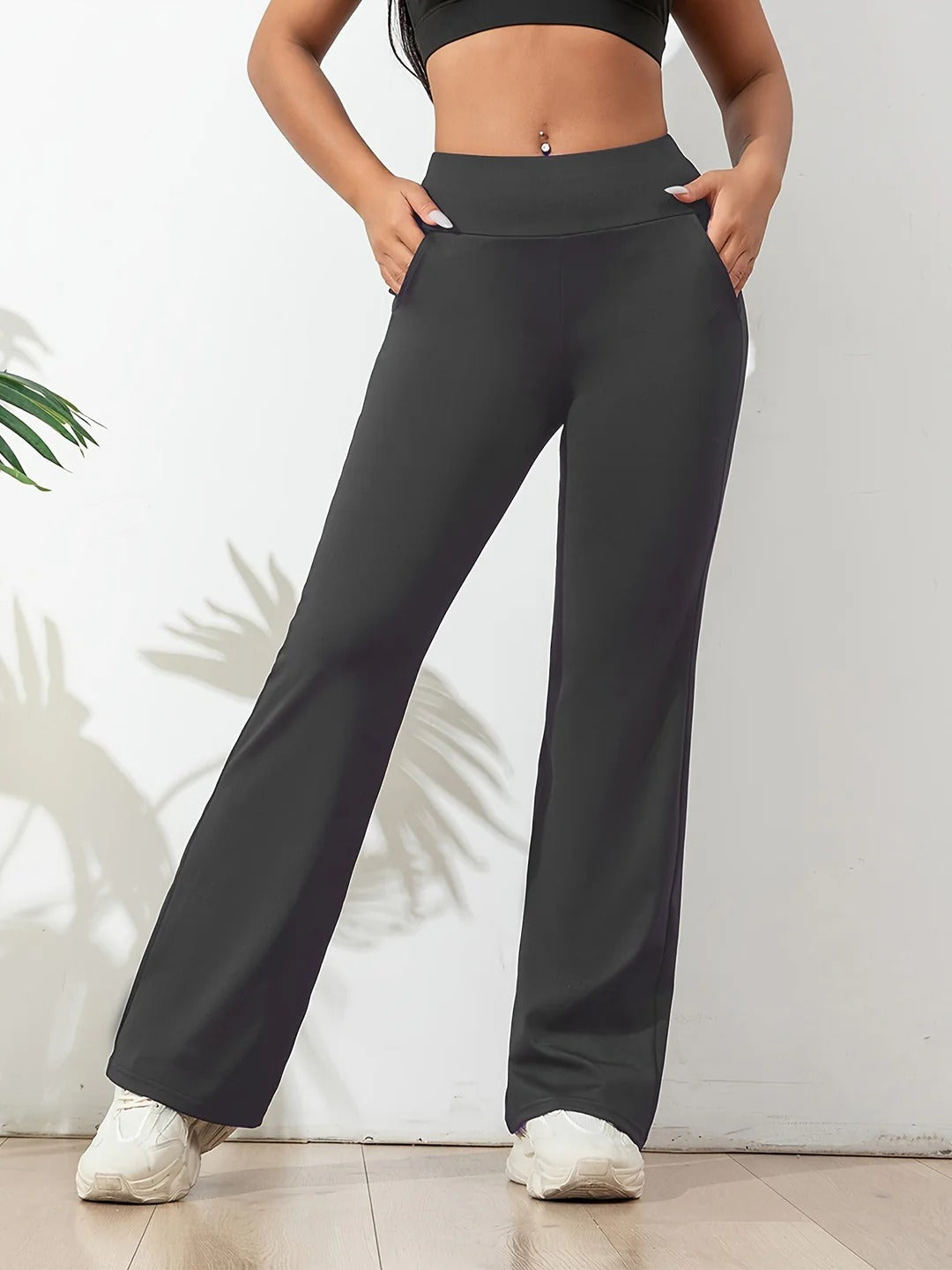 Lucia - Pantalones Acampanados de Cintura Alta Casual