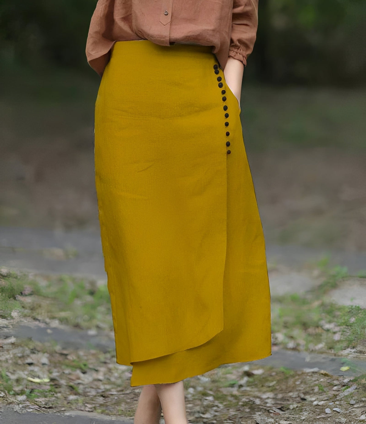 Manda - Elegante falda asimétrica de línea A para damas