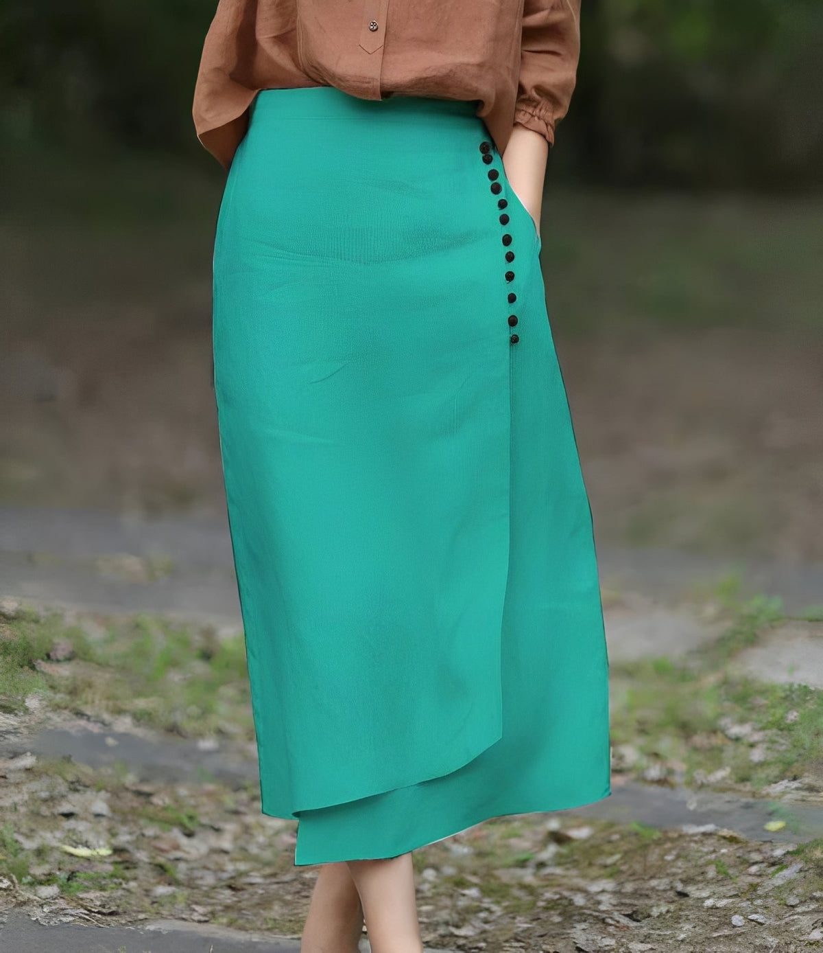 Manda - Elegante falda asimétrica de línea A para damas