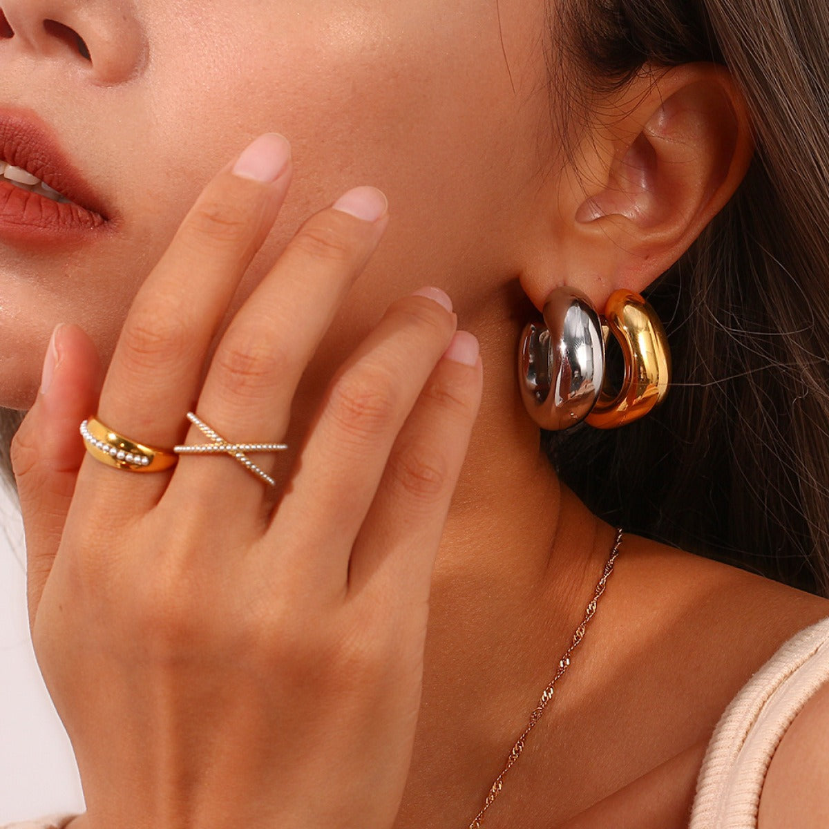 Amandine – Aros anchos de acero inoxidable