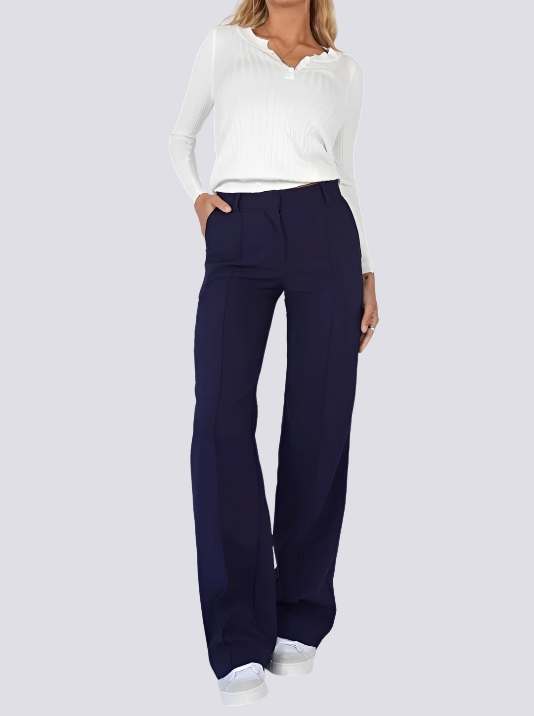 Amelie - Pantalones Formales de Cintura Alta y Pierna Recta