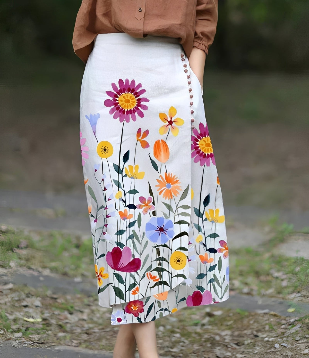 Manda - Elegante falda asimétrica de línea A para damas