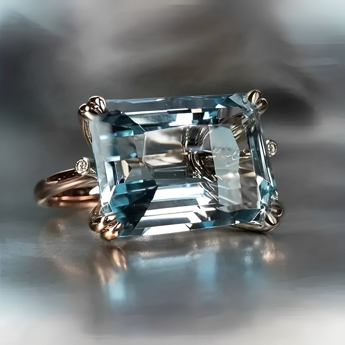 Yvaine – Anillo retro con circonita azul