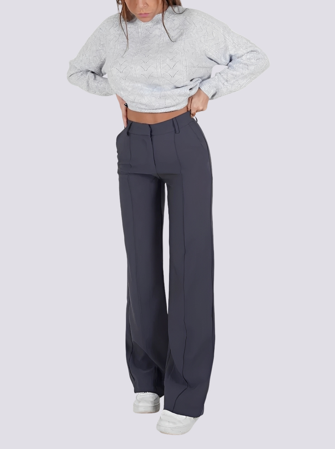 Amelie - Pantalones Formales de Cintura Alta y Pierna Recta