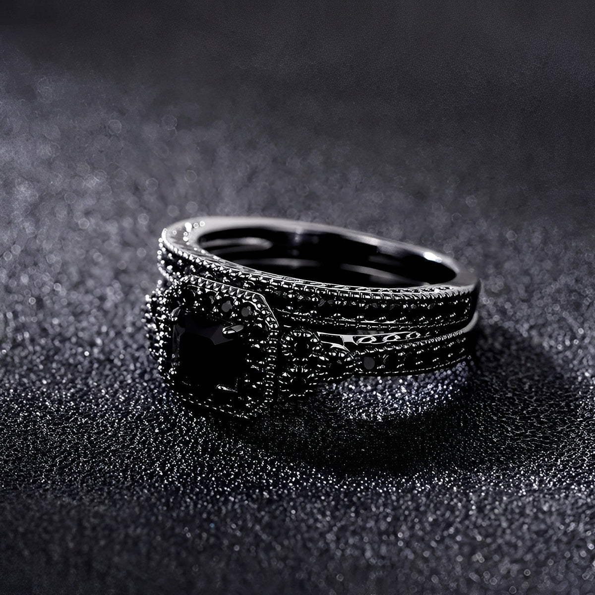Adrian – Set de anillos vintage en negro