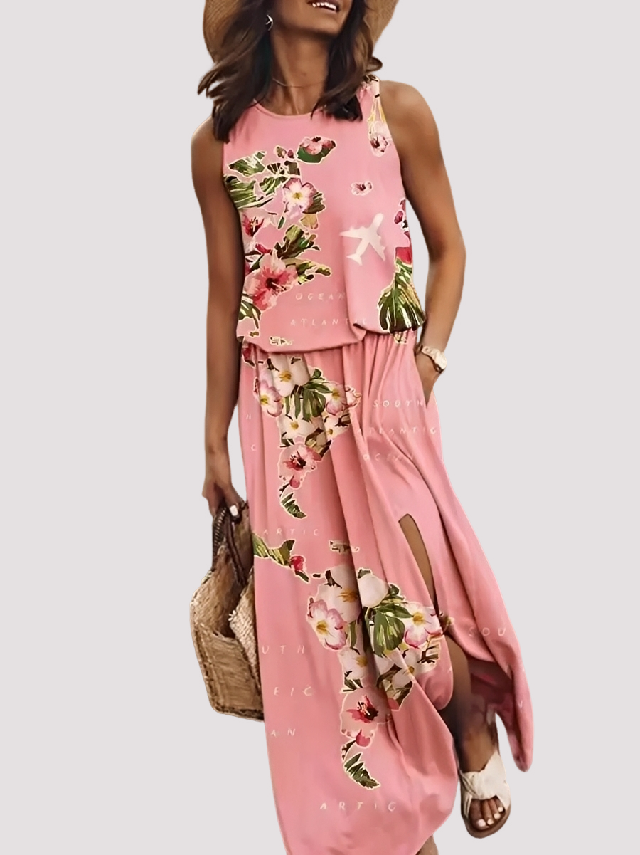 Halle - Elegante vestido maxi sin mangas para damas