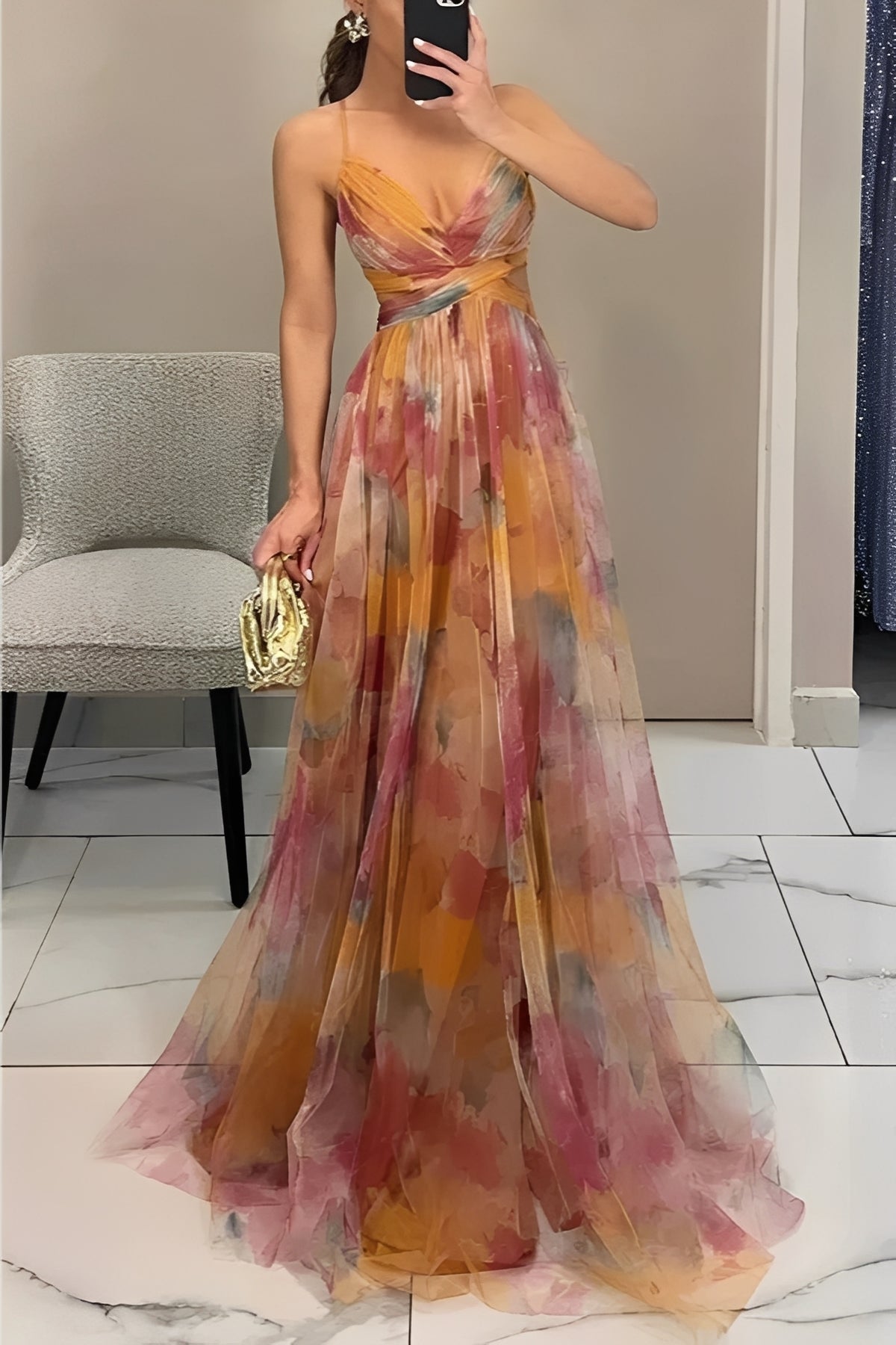 Davina - Vestido Maxi Línea A Elegante