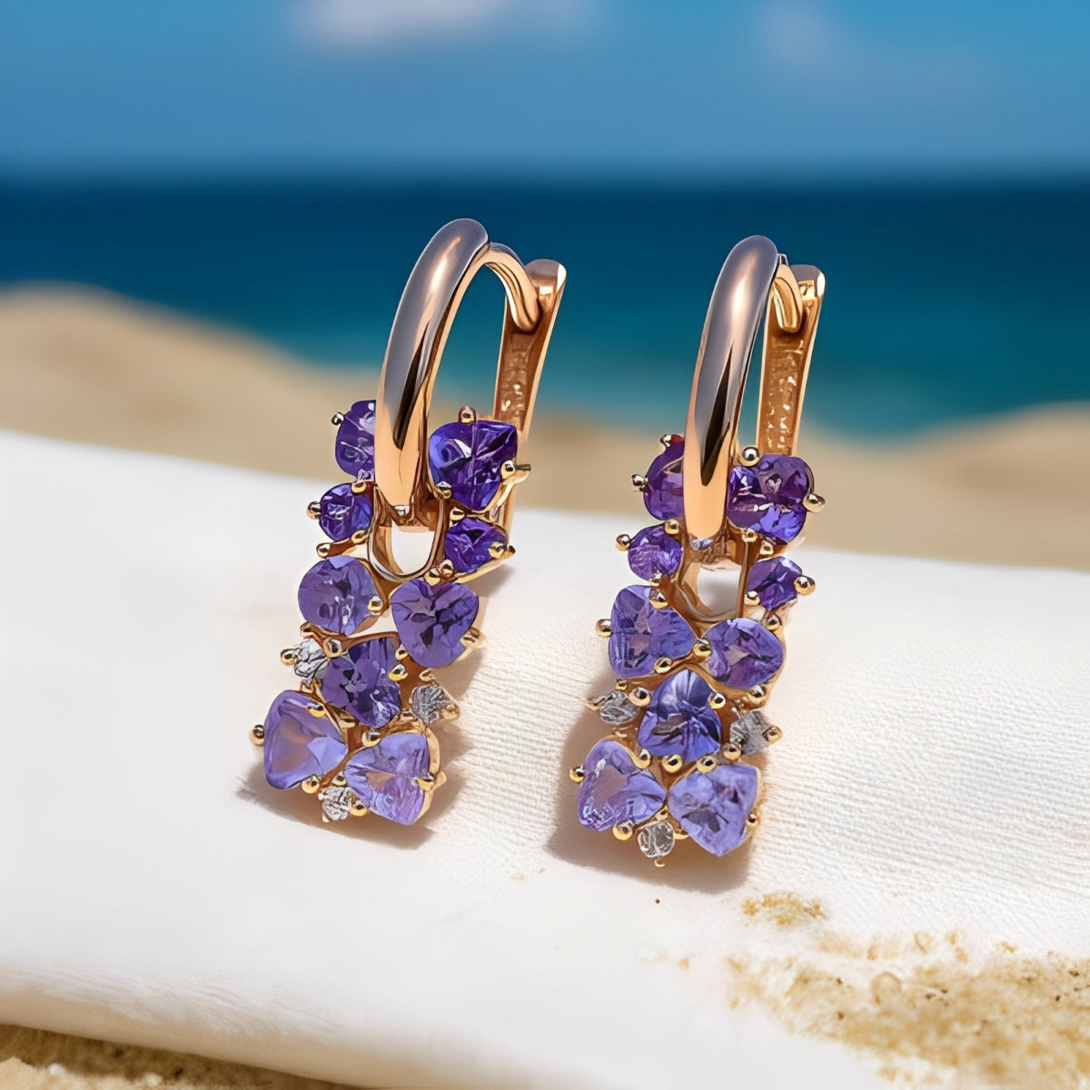Joshi – Pendientes elegantes en tono lila