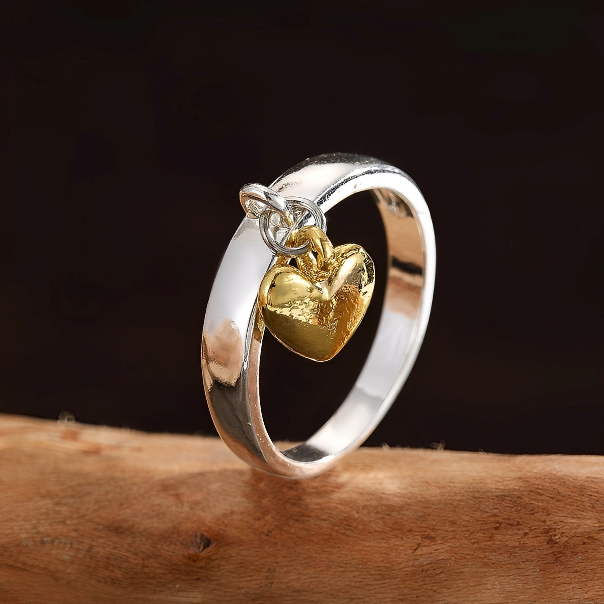 Maelie – Anillo de plata con corazón móvil de estilo retro