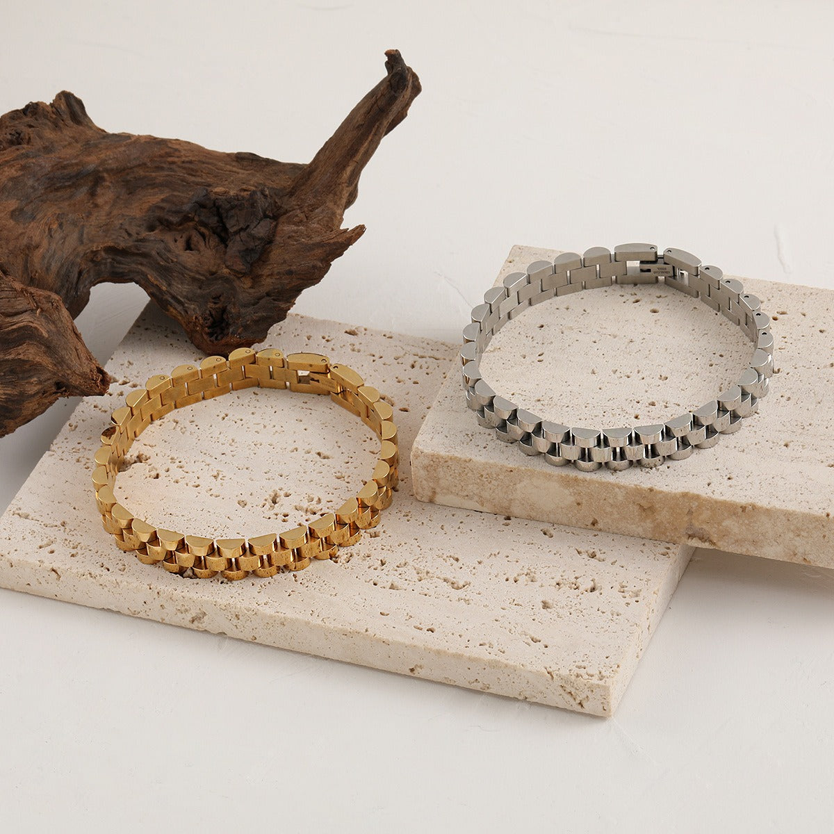 Bianca – Pulsera de cadena cubana tipo reloj