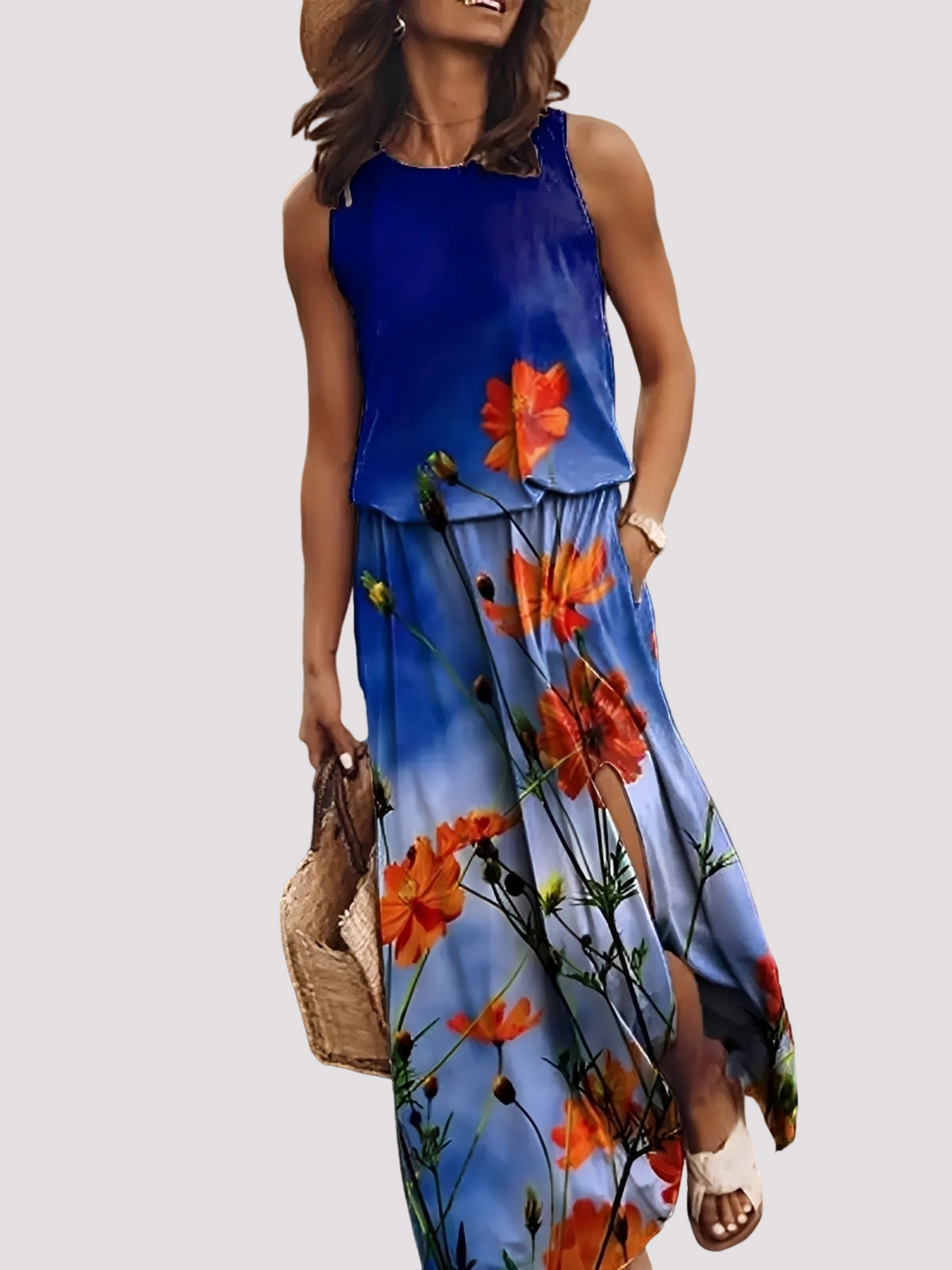 Halle - Elegante vestido maxi sin mangas para damas