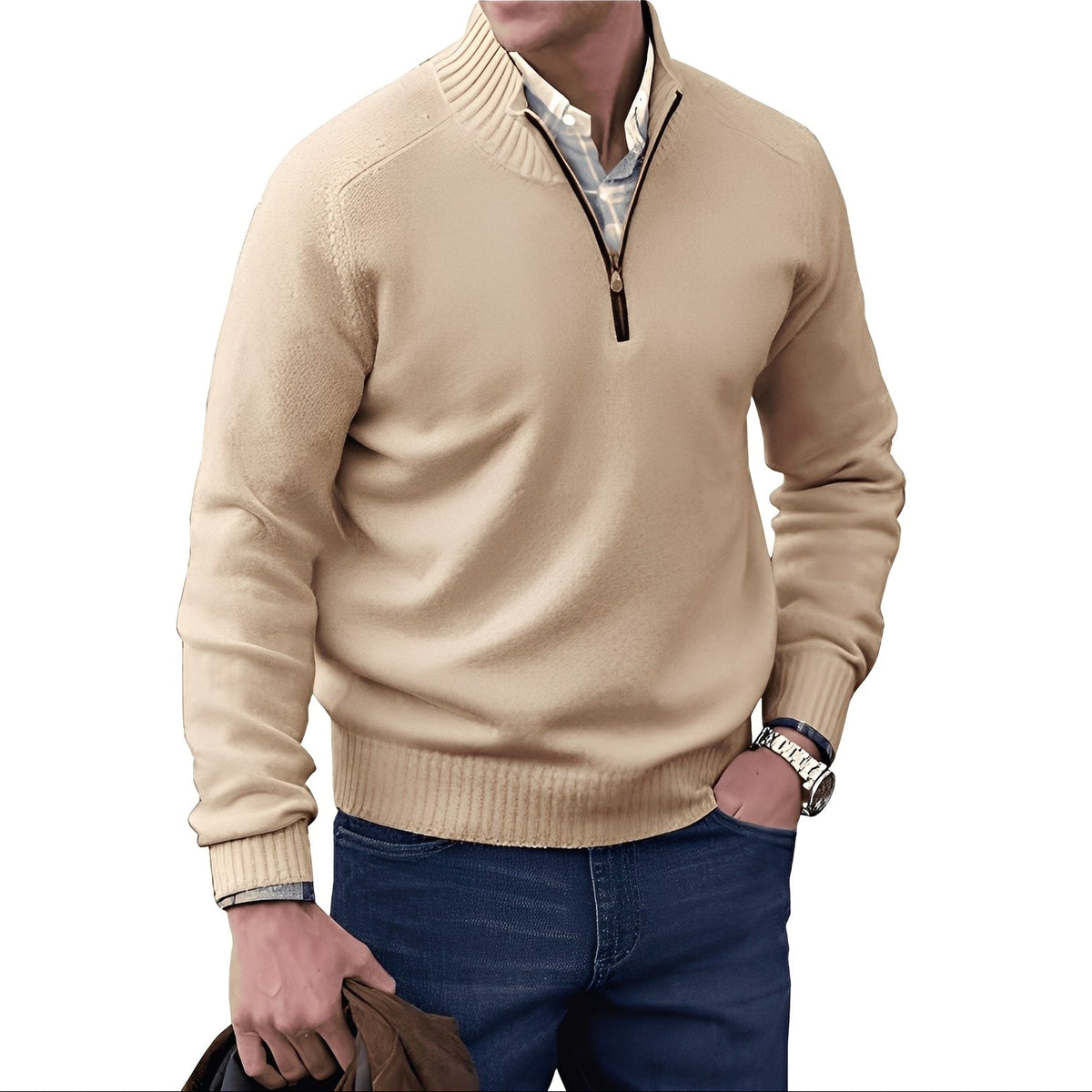 Kian - Moderno suéter de hombre con práctica cremallera