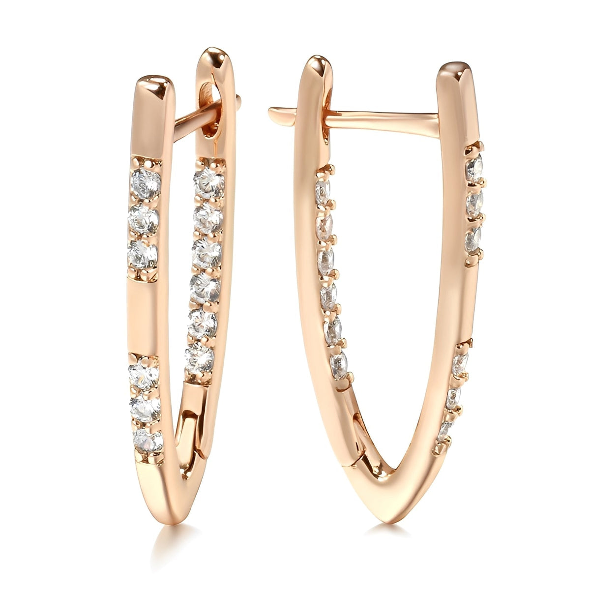 Cleah – Pendientes sofisticados de zirconia dorada